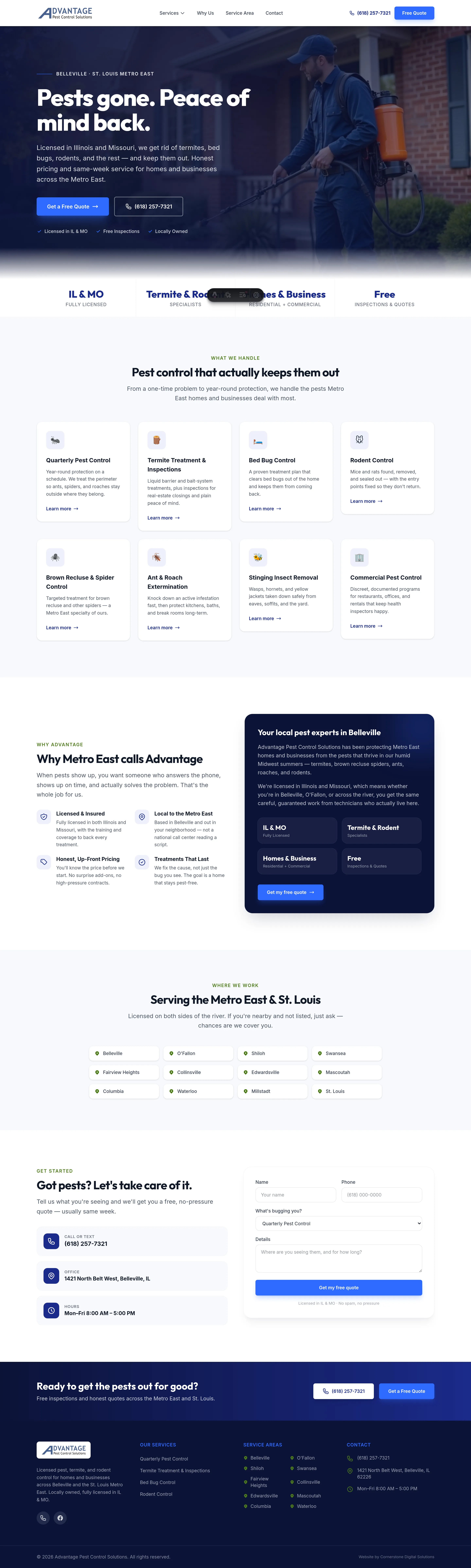 Advantage Pest Control homepage design